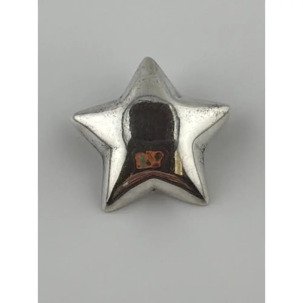 Vintage Mexican Sterling Silver Puffy Star Brooch